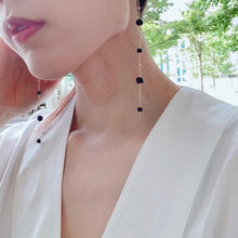 画像をギャラリービューアに読み込む, ロング チェーン に ブラック パール の エレガント イヤリング e-115