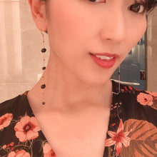 画像をギャラリービューアに読み込む, ロング チェーン に ブラック パール の エレガント イヤリング e-115