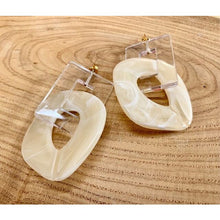 画像をギャラリービューアに読み込む, e-91 クリア × グレープフルーツ カラー 大ぶり な 夏 イヤリング e-91