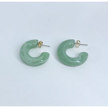 画像をギャラリービューアに読み込む, 83 ミントグリーンとピンクブラウンのコロンとしたフープピアス p-83
