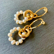 画像をギャラリービューアに読み込む, 淡水パール リング と ゴールド リング の ピアス シルバー925 p-148
