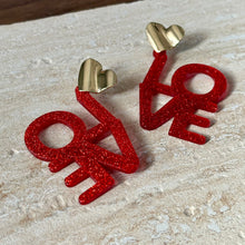 画像をギャラリービューアに読み込む, LOVEレッドピアス p-233

