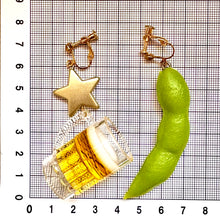 画像をギャラリービューアに読み込む, ビールと枝豆の大ぶりイヤリング　e-253
